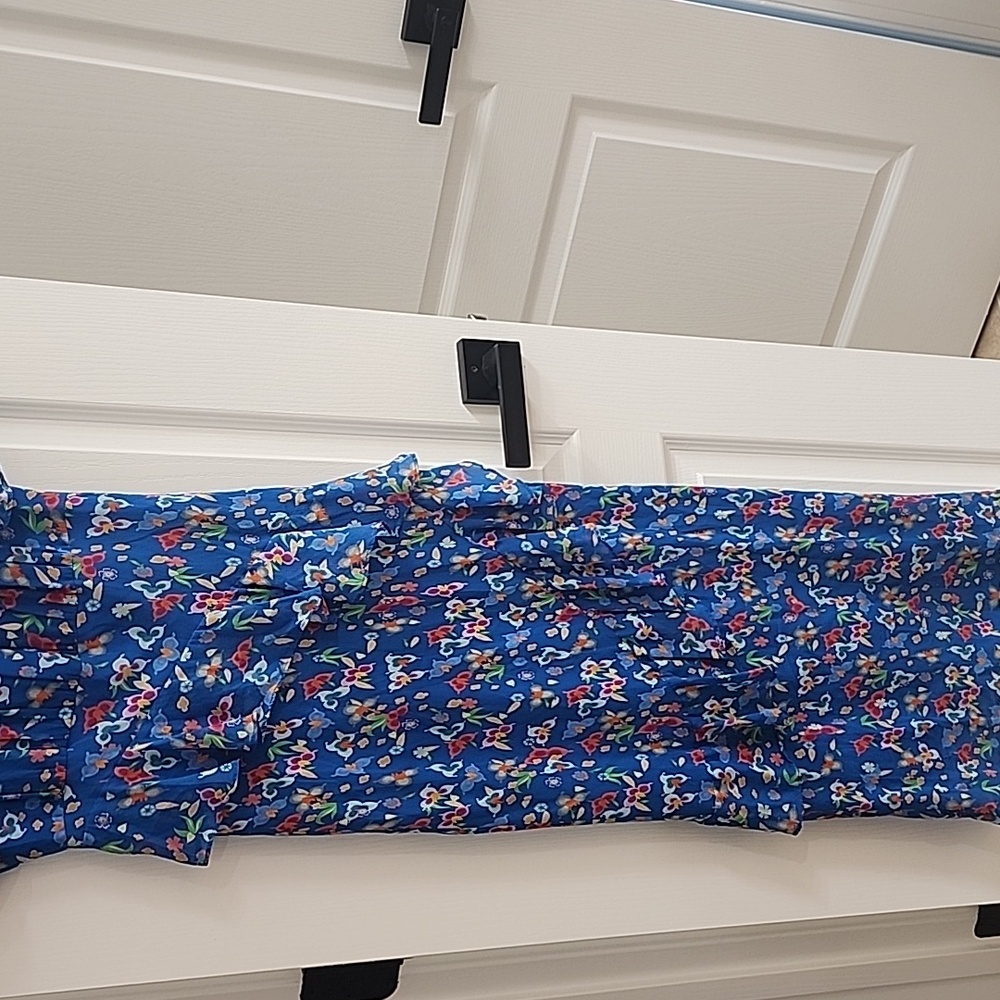 Saloni Floral Blue sz 6 Vida Tiered Dress - Picture 3 of 7